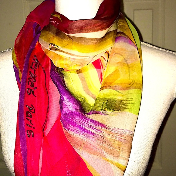 Authentic Hermès Paris Mousseline Silk Scarf/Shaw - Picture 3 of 8